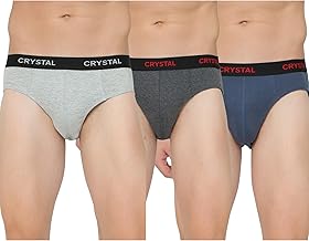 Crystal Men's Combed Cotton Solid Alpha Brief with Supersoft Waistband | Pack of 3| Assorted