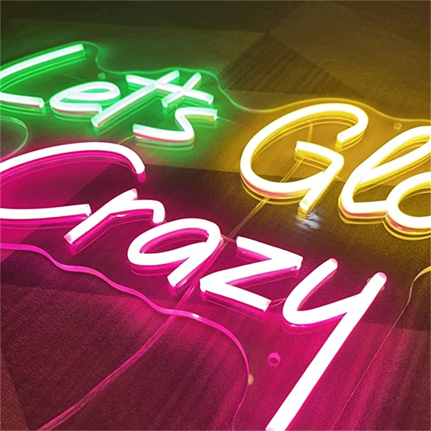 Akrylowy podświetlany napis Świecące diody LED szalone kolorowe neony LED, akrylowe neony USB do pokoju Club Party Decor, wiszący na ścianie szyld świetlny, 40X20cm Znak świetlny na ścianę domu