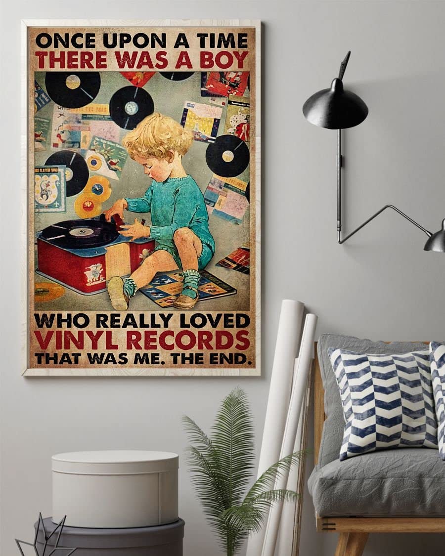 Nuboxx Boys Yt_1 Once Upon A Time There Was A Who Really Loved Vinyl Records That Was Me The End Poster Vinyl Lover Gift Music Poster Music Wall Decor Funny Plaque Signs Gift For Room Office 6X8 Inch