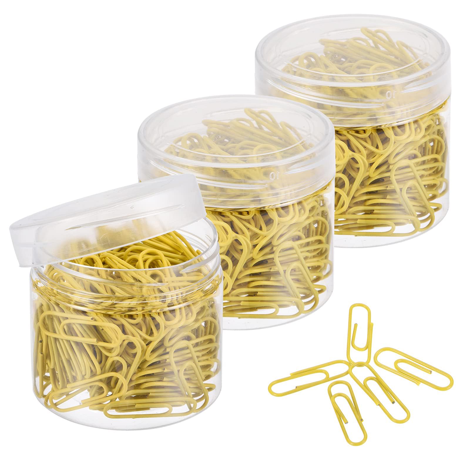 TA-VIGOR 600Pcs Paper Clips Small Size, 28mm Durable and Rustproof Paper Clip, Vinyl Coated to Prevent Tearing Pages with Box for Organize Office Home, Yellow