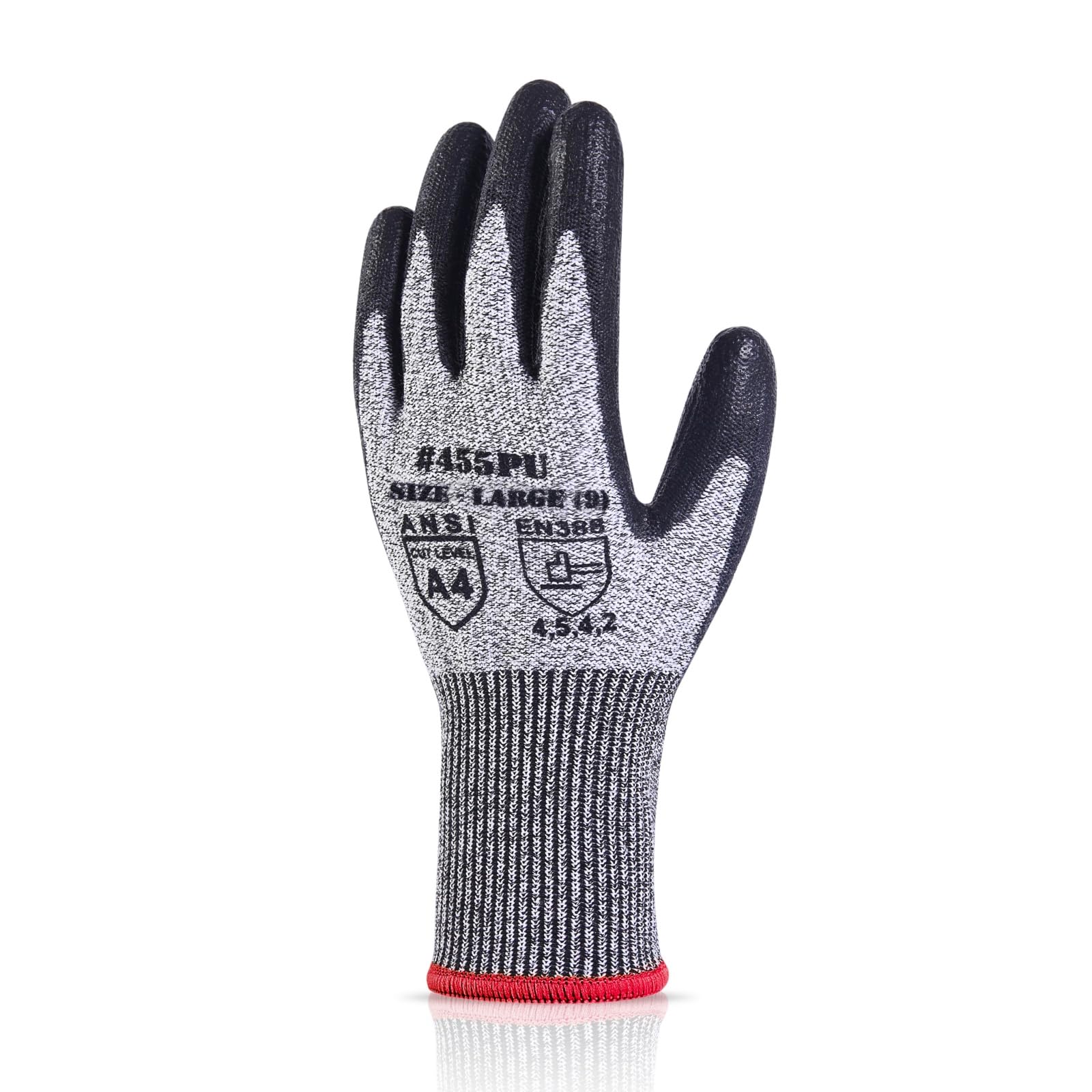 Donfri Cut Resistant Gloves High Performance Level 5 Protection Safety Work Gloves for Men Comfortable PU Coated Palm Cut Proof Gloves Gardening Food Grade Non-slip Machine Washable (L, 1) — image 1