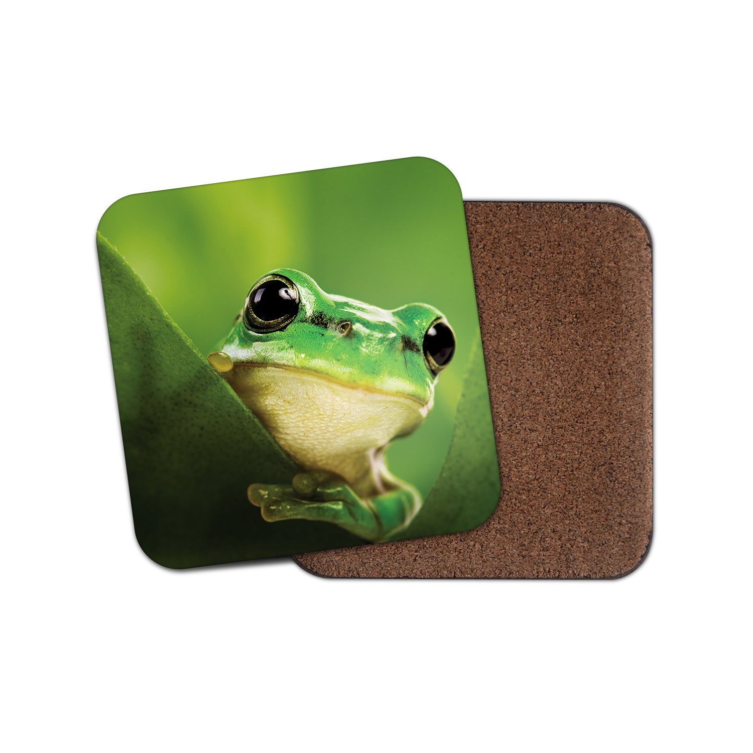 Destinationvinyl Multicolor 1 X Funny Green Frog Cork Backed Drinks Coaster - Frogs Kids Toad #8229