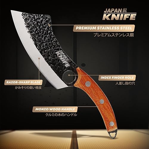 Miniatura 2 de Cuchillo de espiga completa, cuchillo de corte con mango ergonómico, cuchillo para deshuesar, cuchillo forjado con funda de cuchillo de grado de