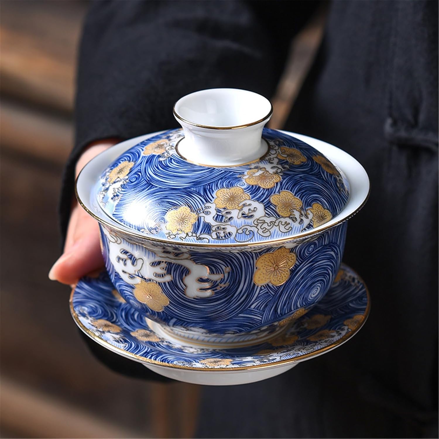 White Porcelain Gaiwan Tea Cup Traditional Chinese Tea Ceremony-style1