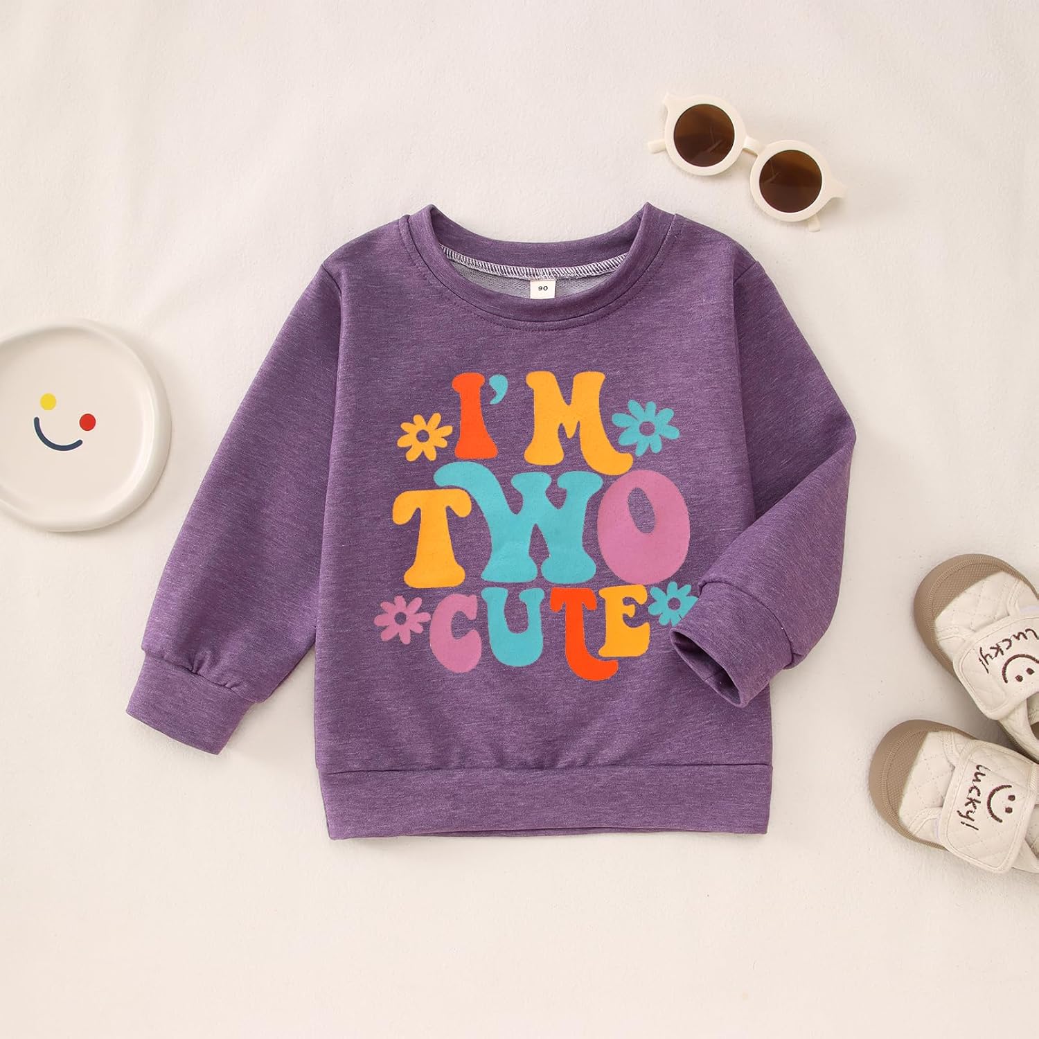 KEKEMI Birthday Sweatshirt for Toddler Girl I’M TWO CUTE Birthday Girl Outfit 2T B-Day Party Long Sleeve Shirt Cute Fall Tops - Image 6