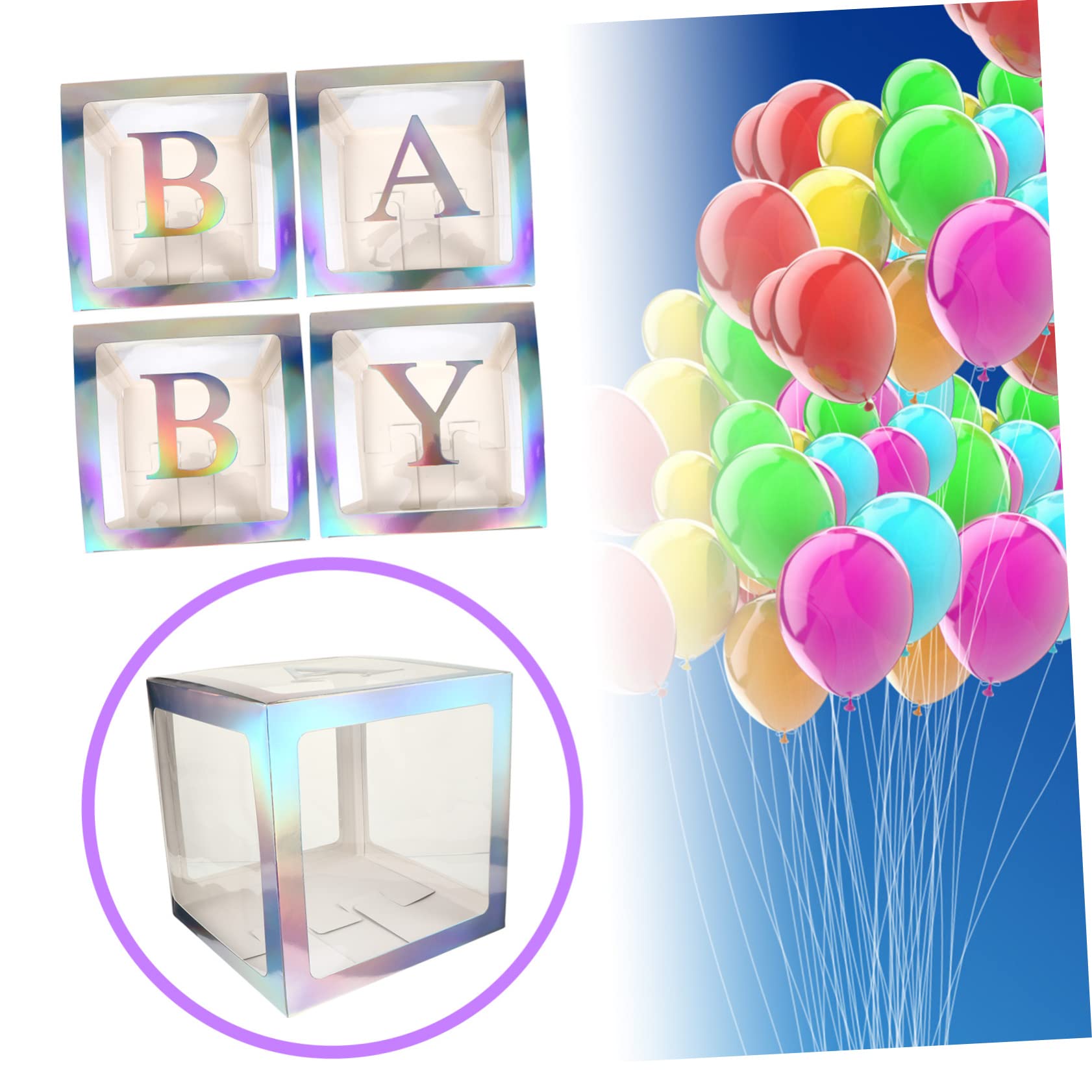 Transparente Babyparty Boxen aus Papier mit Silber Buchstaben