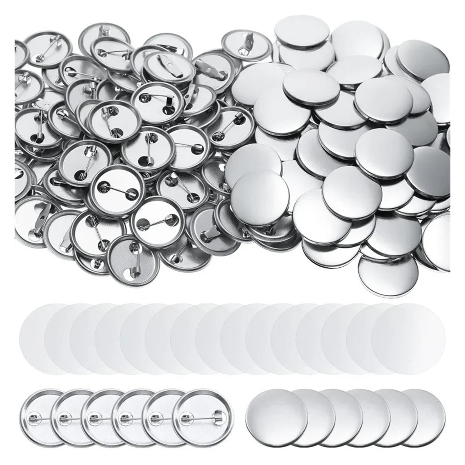 Forniture for la realizzazione di spille e bottoni in metallo, 100 set di spille rotonde for macchina for la produzione di bottoni Ampiamente utilizzato(100pcs-25mm)