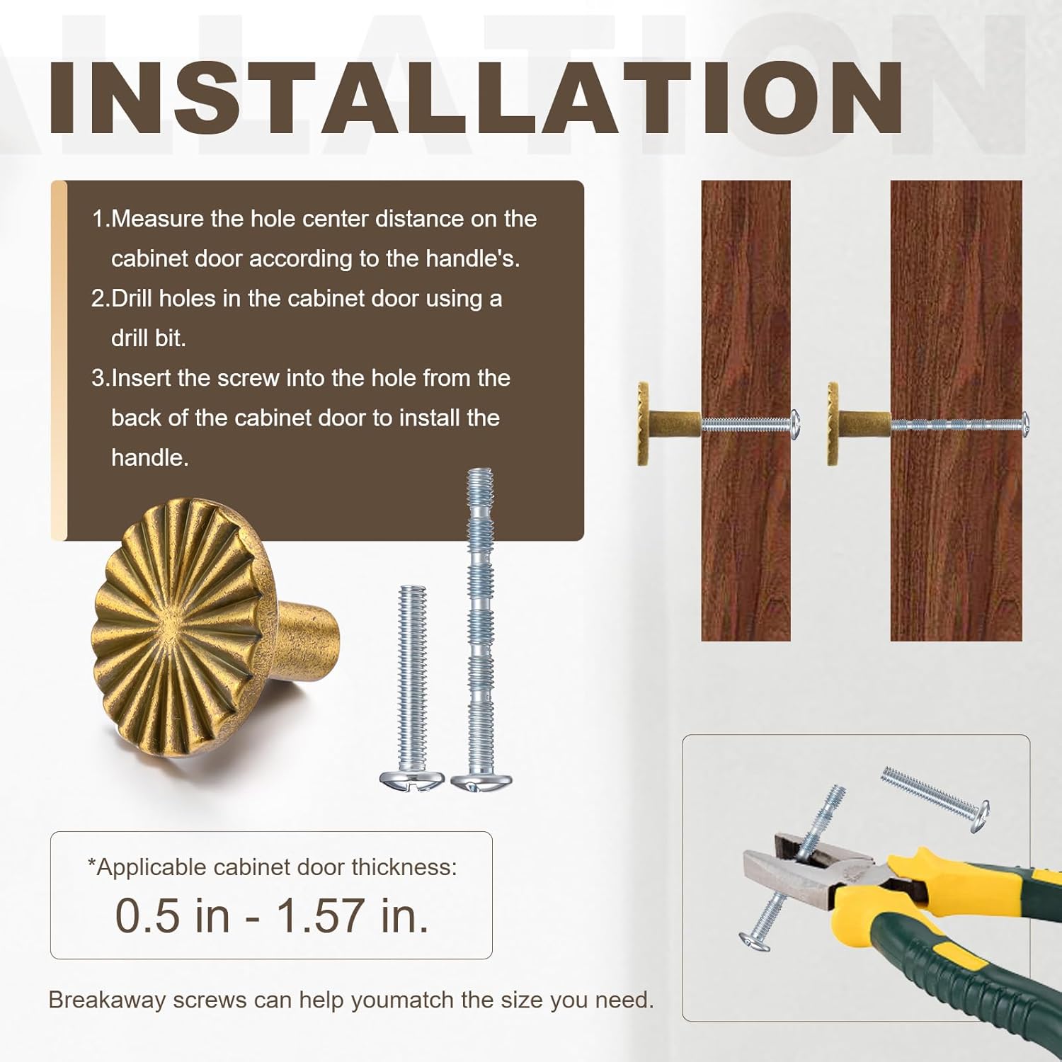 20 Pack Antique Brass Cabinet Knobs, Vintage Drawer Knobs Dresser Pulls Zinc Alloy Flat Kitchen Hardware Handles with Screws for Home Bathroom Cupboard Closet Wardrobe, 1.18" Diameter