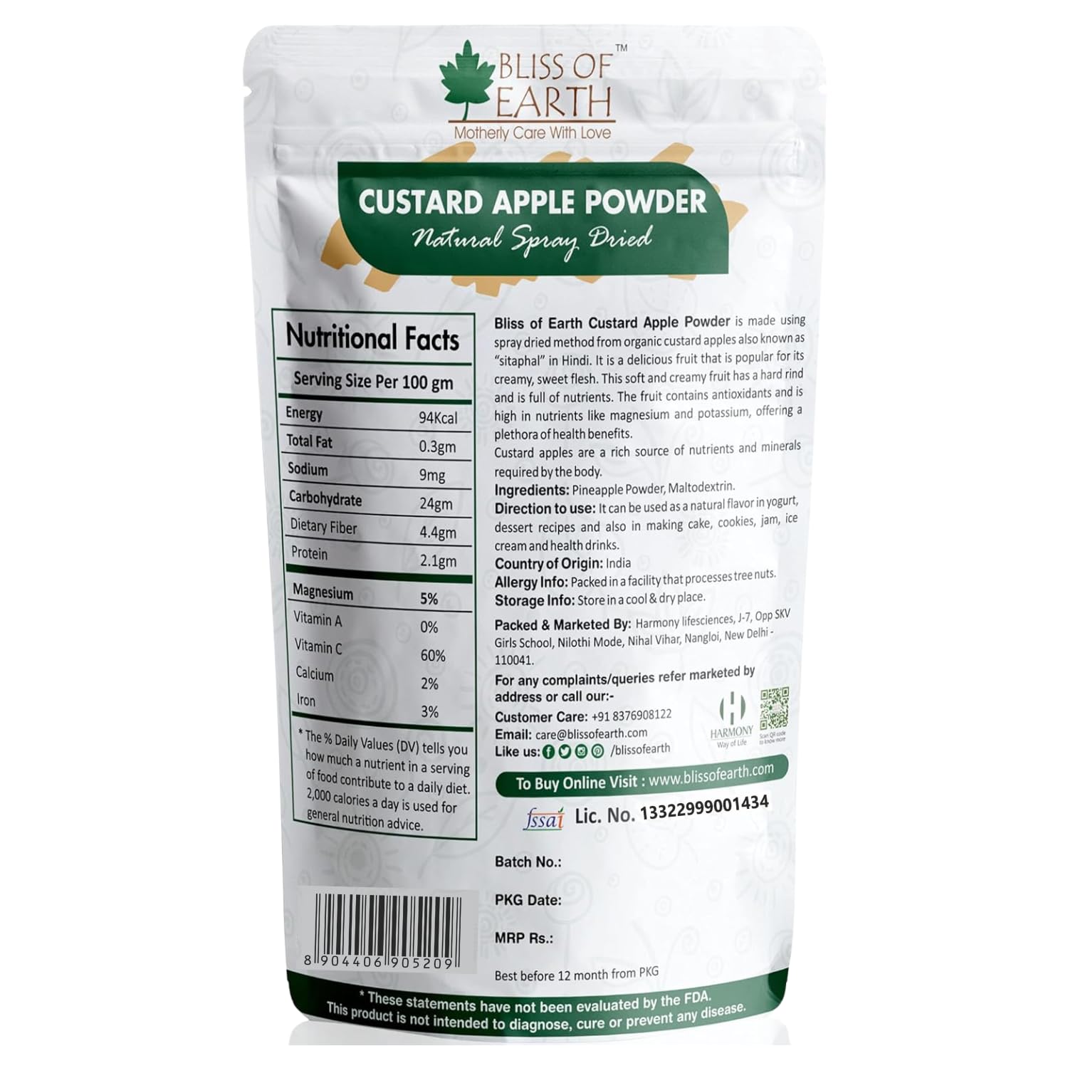 Bliss of Earth Custard Apple Powder 200gm natural Spray Dried good for Apple Pie | Custard Kheer | Smoothie | Cake 4