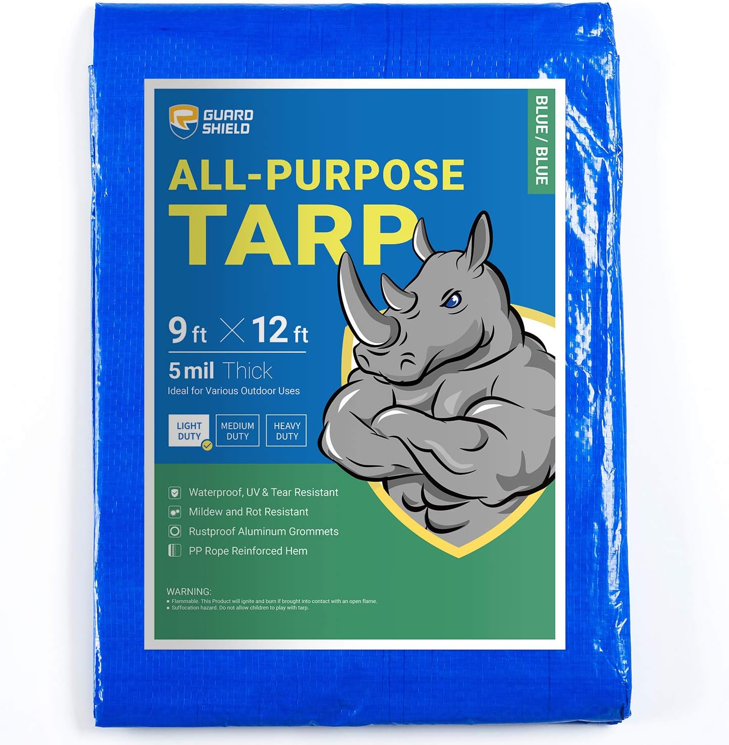 GUARD SHIELD Tarp 9x9 Feet Blue Multi Purpose Waterproof Poly Tarp Cover 5mil : Tools & Home Improvement