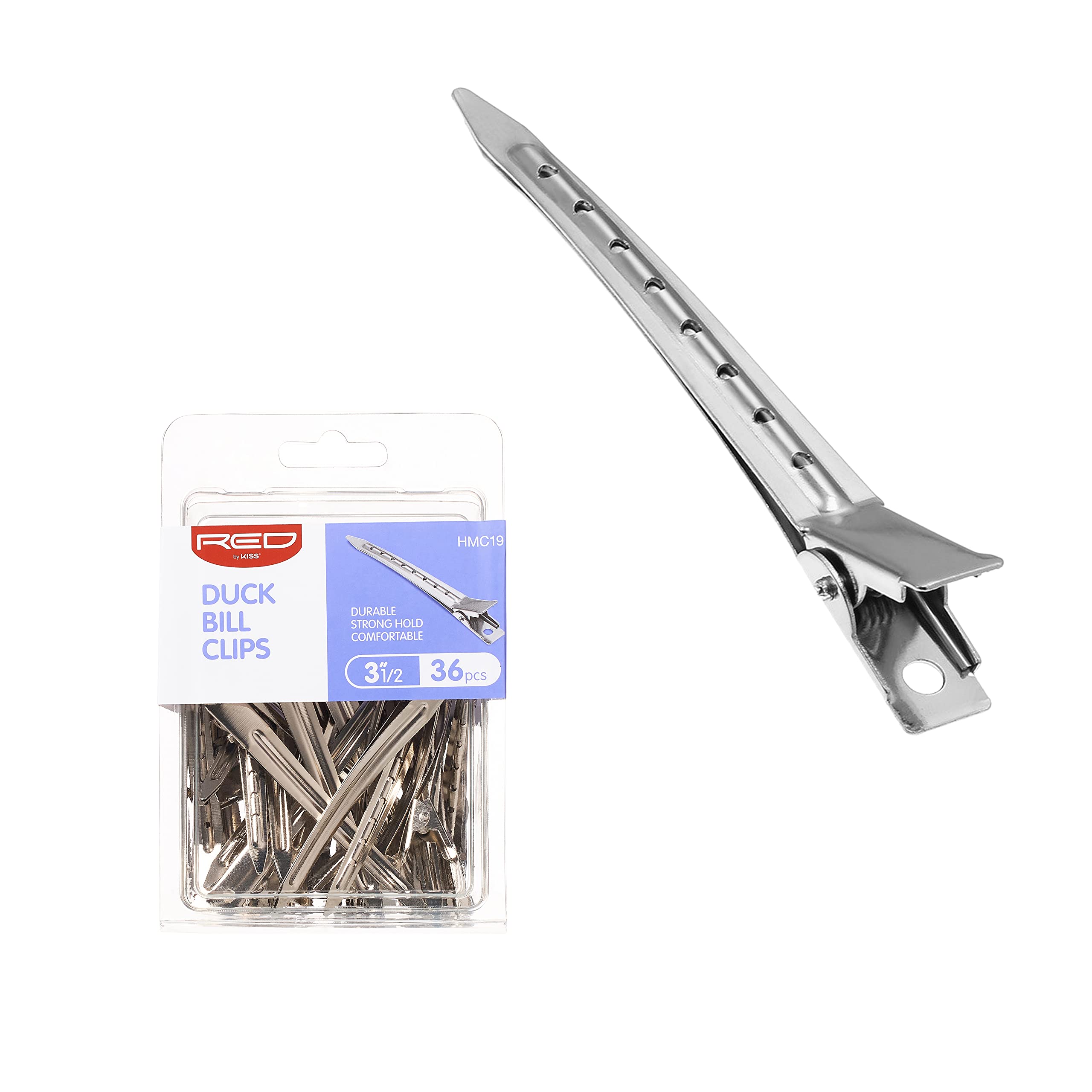 RED by Kiss 36pcs 3.5" Slide-In Hair Clips, Durable Metal Curl Setting Clips for Hairdressing, Sectioning & Retwisting, Rust-Free Hair Pins for Dreads