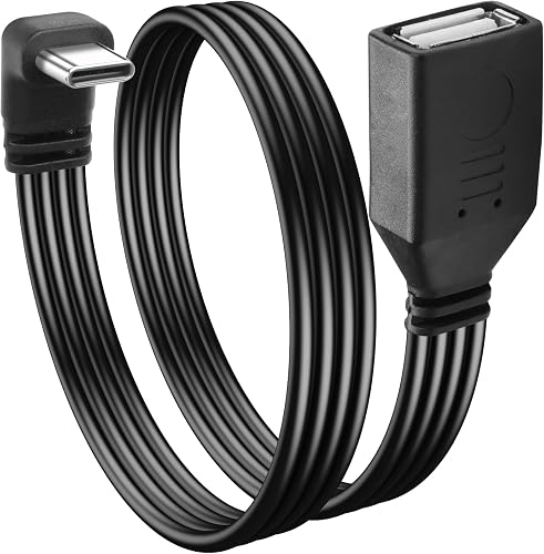 90 Degree Right Angle USB C2.0 Cable Type C to USB Female OTG Adapter Cable USB Type C Flat Short Cable,Universal Tablet, USB Flash Drive Laptop 11.8in/30CM (Up/Down Angle)