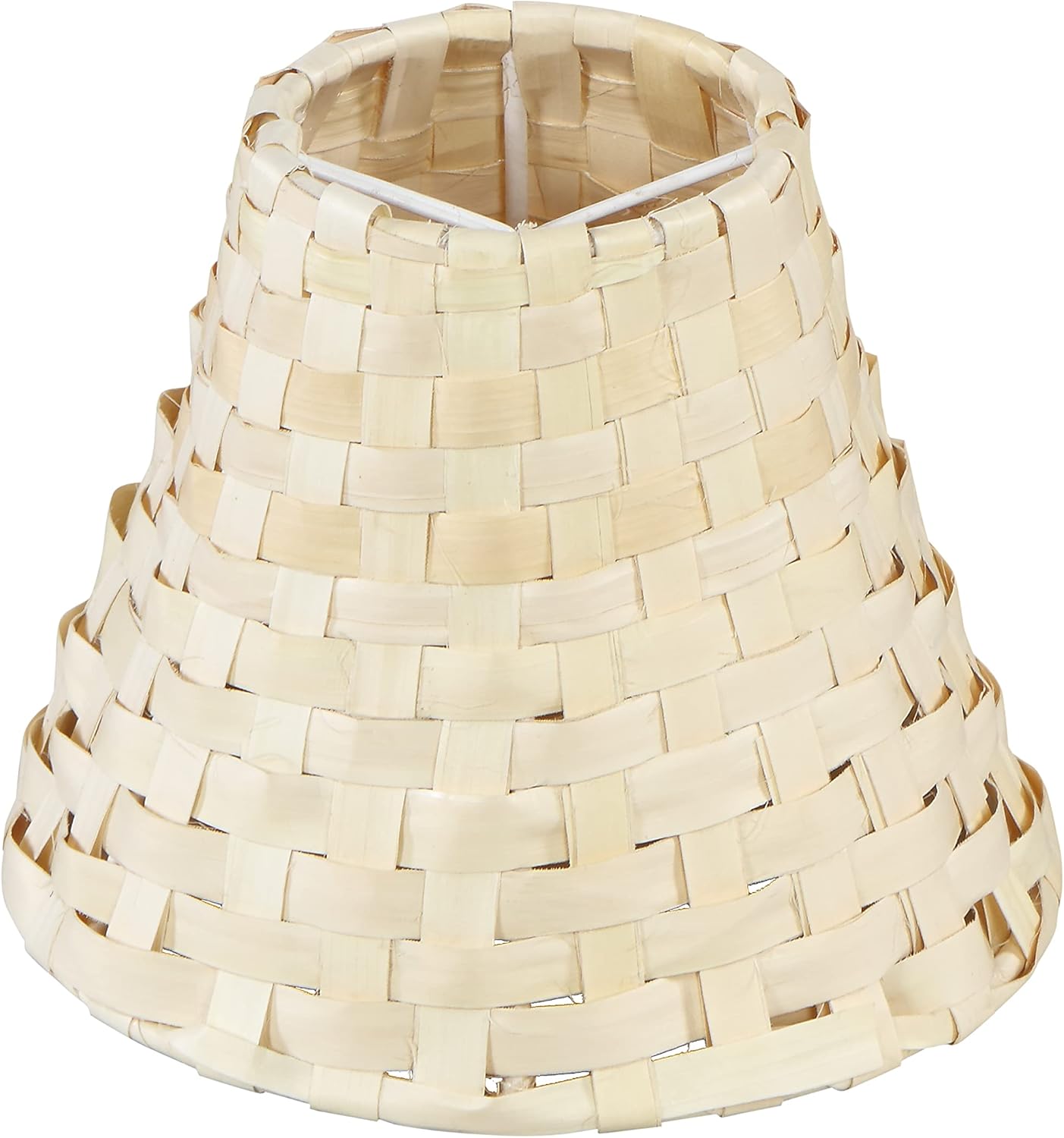Aspen Creative 51002 Empire Clip On Chandelier Natural Palm Leaf Lamp Shade, 3" Top X 6" Bottom X 4 3/4" Slant Height Palm Leaf 9