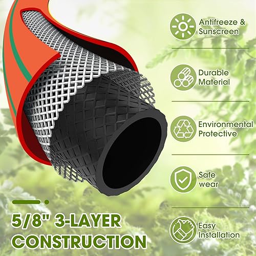 Miniatura 7 de Tools - Manguera de jardín resistente, manguera de agua flexible de 50 pies x 58 pulgadas, manguera híbrida ligera con presión de estallido de 600