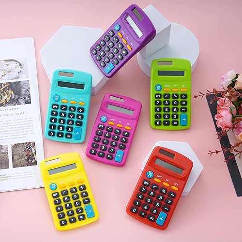 Miniatura 5 de Paquete de 20 calculadoras de bolsillo, mini calculadoras, calculadoras básicas de tamaño de bolsillo, calculadoras de escritorio de batería solar