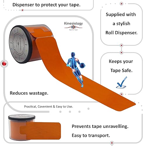 Vista 25 de Cinta de kinesiología precortada con dispensador – Cinta muscular deportiva sintética – Negro – Rollo de 16.4 ft – 20 tiras – Cinta de fisioterapia