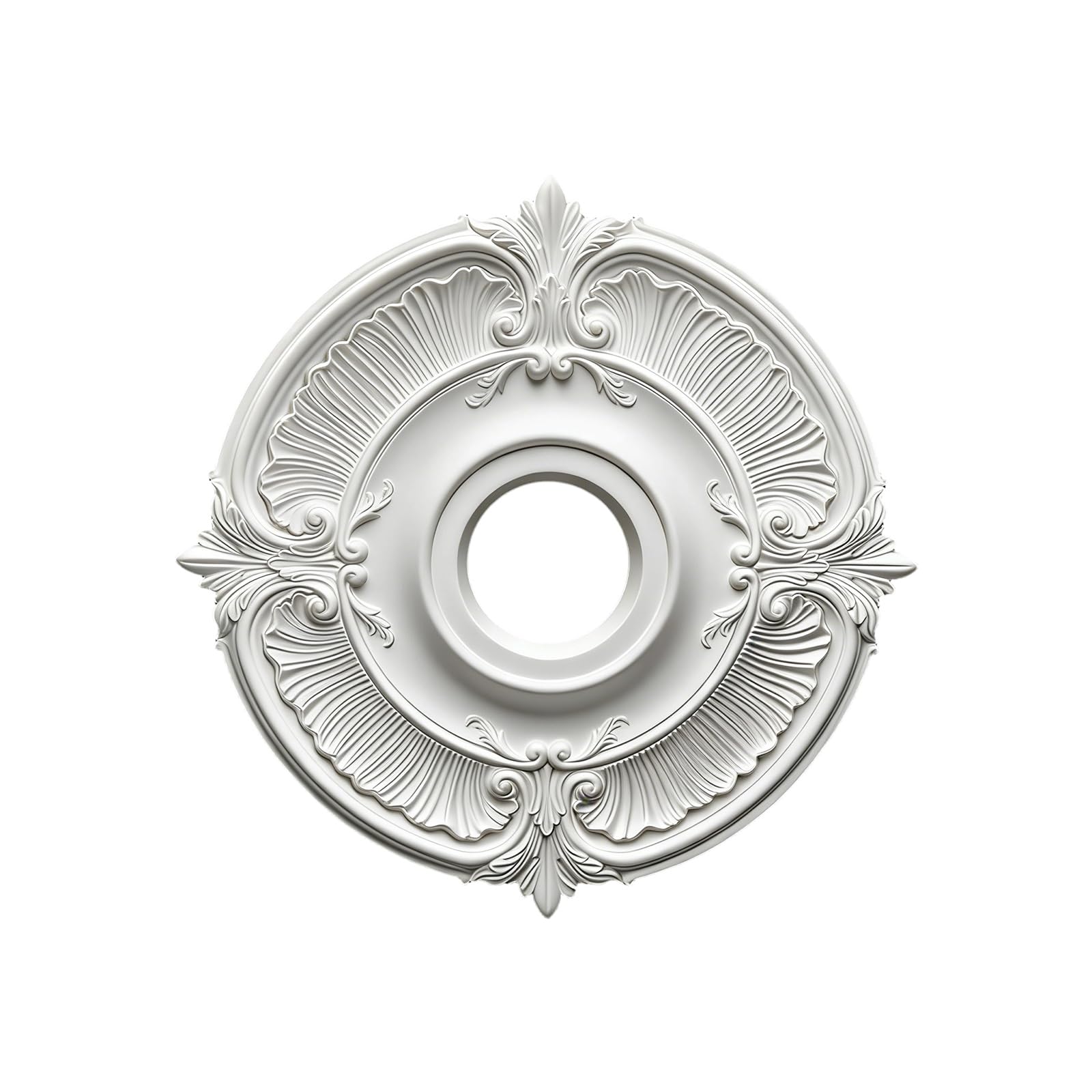 Laikoutd Round PU Ceiling Medallions Decorative Panel Ceiling Light Fixture Medallions Bases for Living Room, Bedroom, Renovation