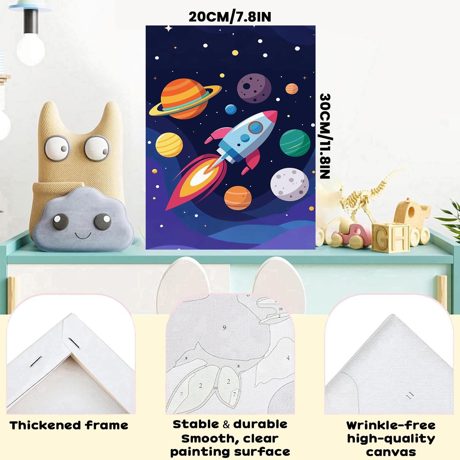 WEMEON Rocket Paint by Numbers Kit for Kids with Frame and Easel, Easy Paint by Numbers Kits for Kids Ages 8-12, Small Painting by Number for Birthday Gift, Painting Party(10X12inch)