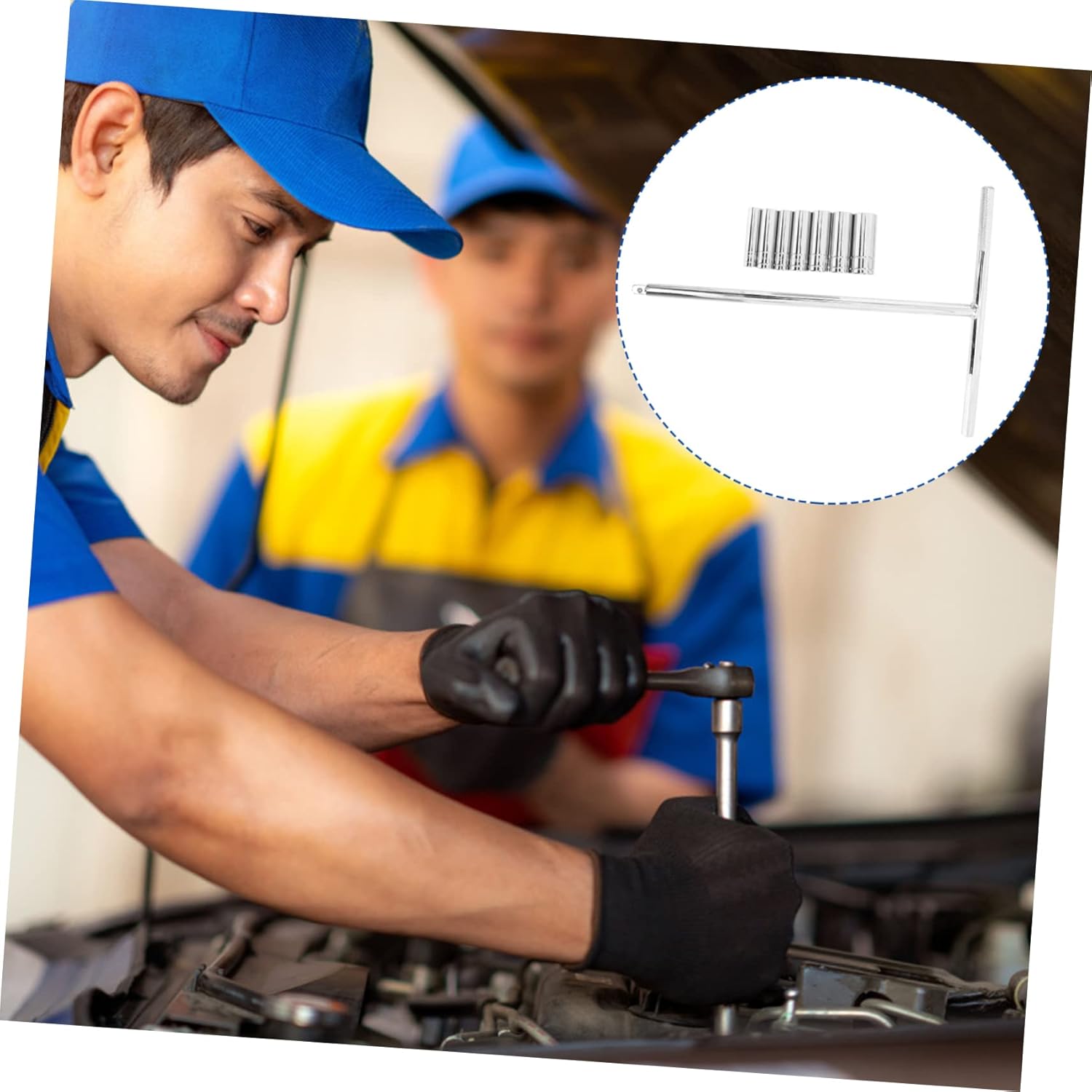 VILLCASE 1set Handle Metric Socket Wrench Set Vanadium Tool Kit Non- Grip for Home and Automotive Repair