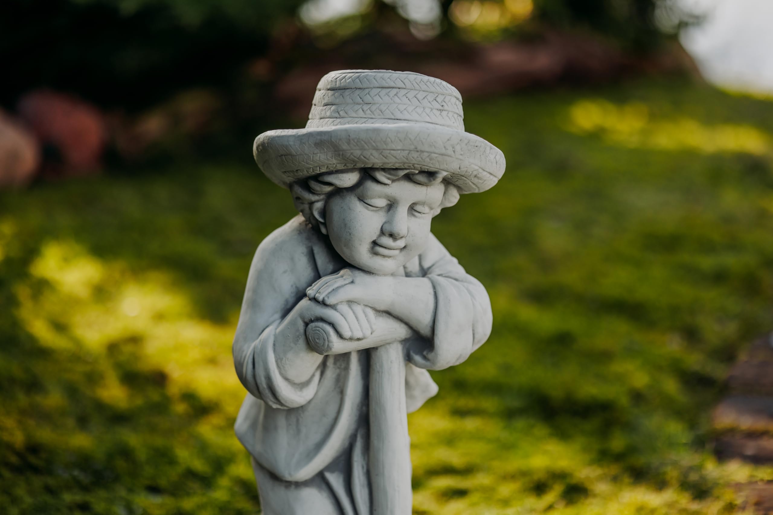 gartendekoparadies.de Figurka ogrodowa, kamienna figurka chłopca ze łopatą i doniczką, wysokość 68 cm, szara, 36 kg, odlew kamienny, odporna na mróz, do użytku na zewnątrz