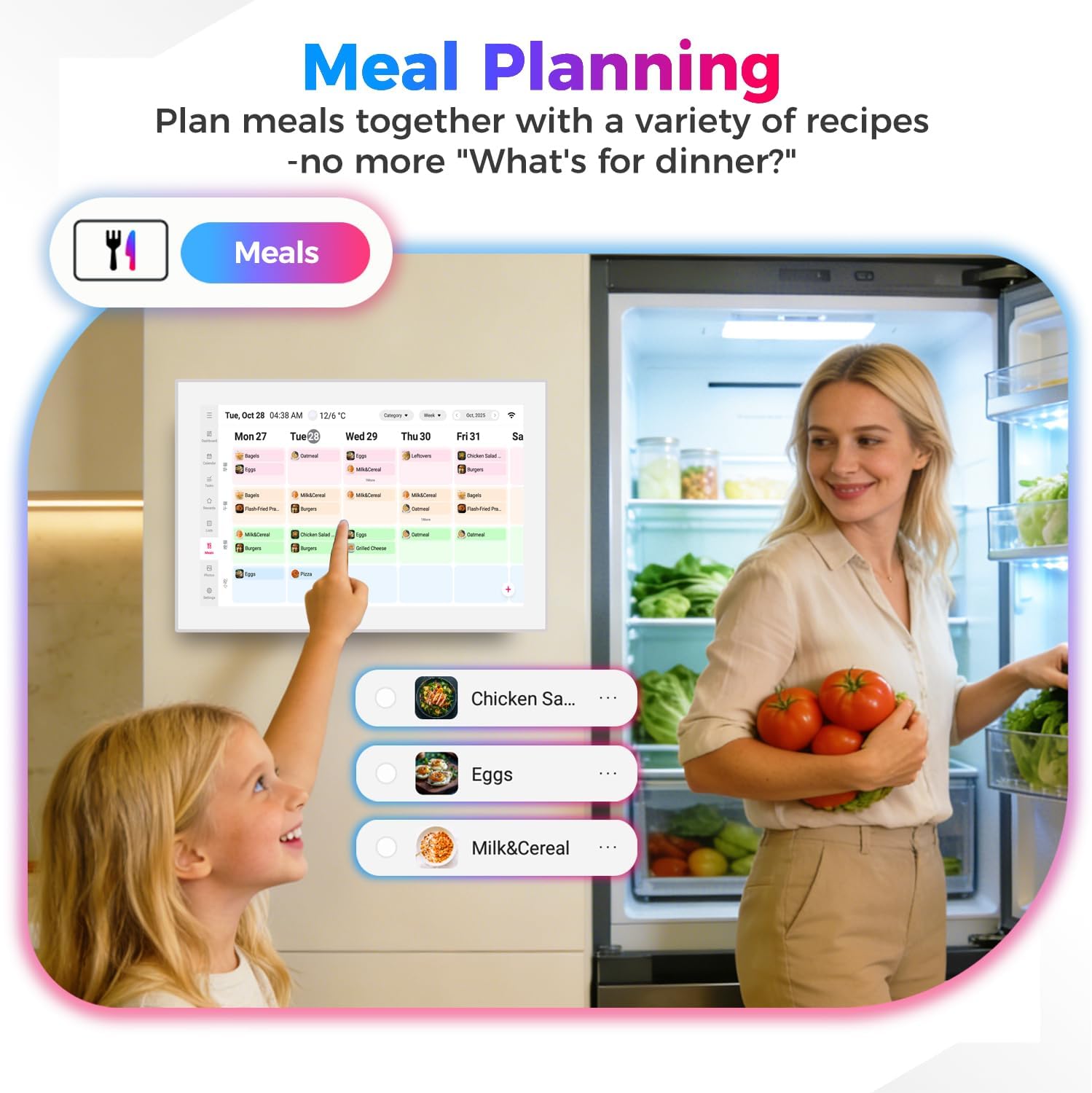 DXMART 10.1" Digital Calendar & Chore Chart, LED Reminder Light, Smart Touchscreen Interactive Display for Family Schedules, Digital Photo Frame Functon, Wall & Desk Mountable, Great for Organizing Your 2026 Calendar