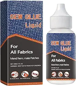 Shakven Cola para tecido, cola para costura - Costura com cola de tecido,Cola lavável permanente de secagem rápida, cola forte de 30ml para jeans, calças de impressão, flanela de algodão, couro jeans