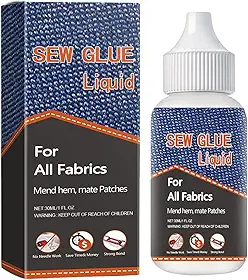 Shakven Cola para tecido, cola para costura - Costura com cola de tecido,Cola lavável permanente de secagem rápida, cola forte de 30ml para jeans, calças de impressão, flanela de algodão, couro jeans