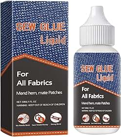 Shakven Cola para tecido, cola para costura - Costura com cola de tecido,Cola lavável permanente de secagem rápida, cola forte de 30ml para jeans, calças de impressão, flanela de algodão, couro jeans