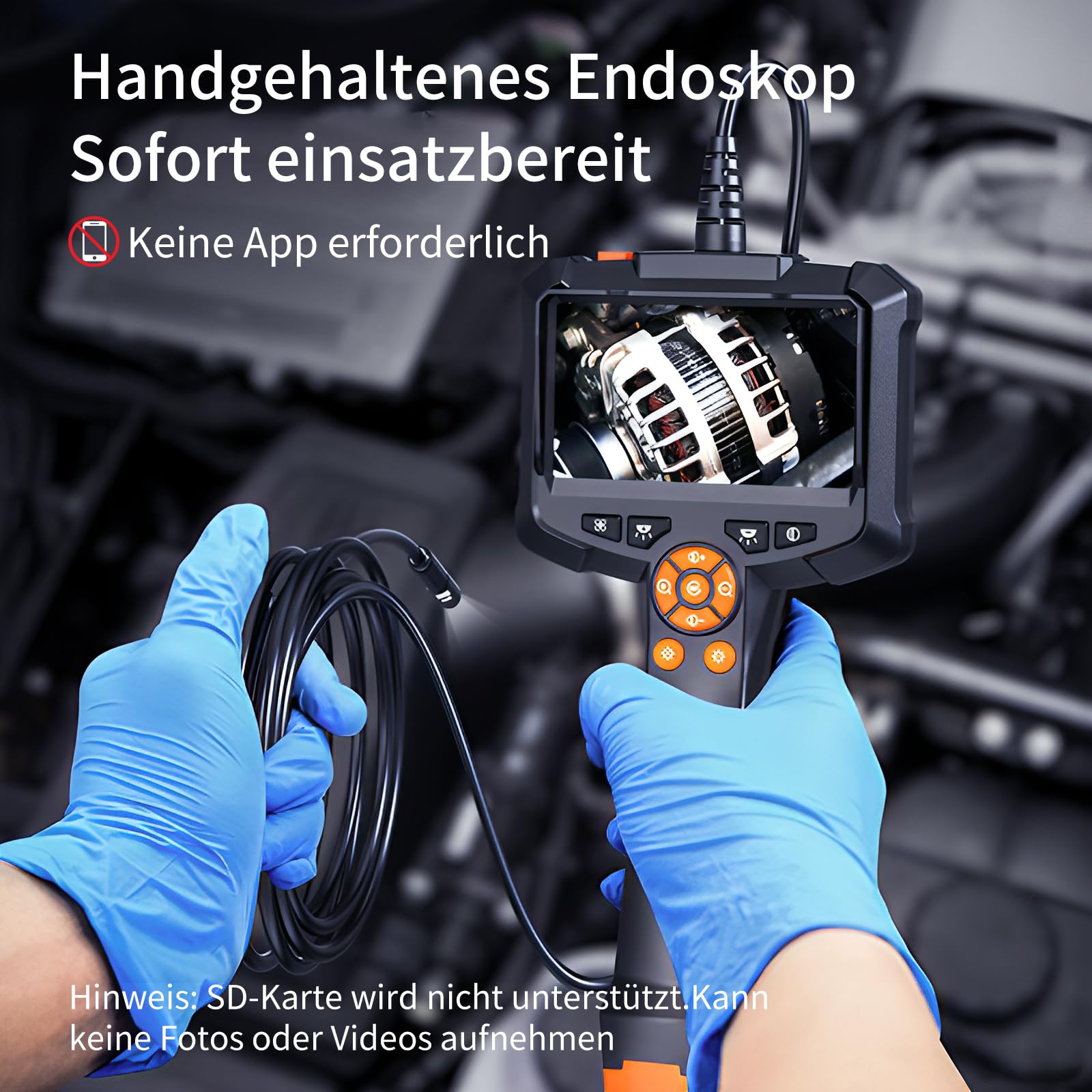 Dual Lens Endoskopkamera mit Licht, AOPICK 8mm IP67 wasserdichte Endoskop, 4.3" IPS Bildschirm Inspektionskamera, 1080P HD Rohrkamera mit 8 Einstellbaren LEDs, 16.5FT/5M Halbstarres Kabel