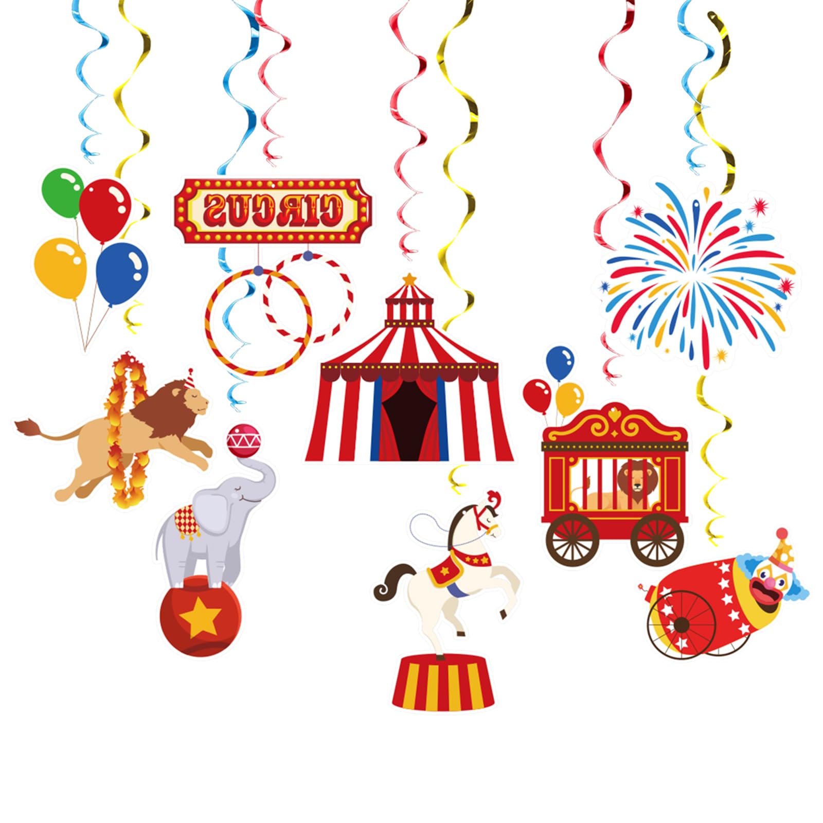 NEWFT Whimsical Swirls Hanging Ornament 30 Count Paper Circus Theme Party Decorations For Adults Festival Event