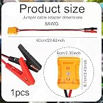 Jumper Cables with Adapter for Dewalt 20V Battery, 60cm/23.62 Inch Length 8AWG Car Jump Pack Box Starter Wire & Adapters Tool Set Automotive Battery Accessories for Dewalt Jump Starting Booster