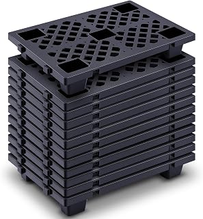 Briwooody 12 Pcs Plastic Pallets for Basement Storage Outside, Black