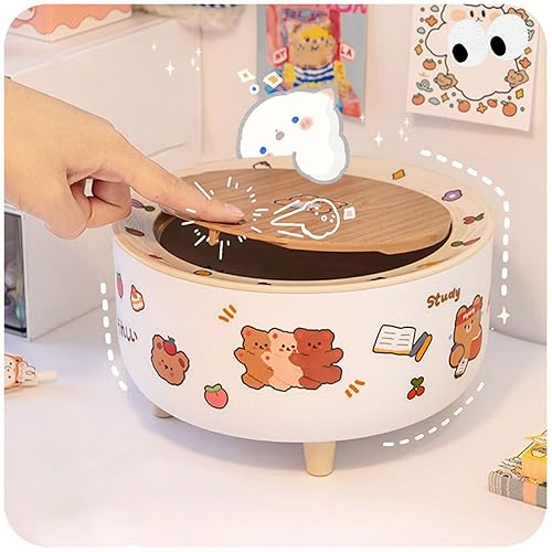 Miniatura 3 de ZELKON Trash Can Bedroom Desktop Multifunctional Trash Can Home Car Storage Bucket with Lid Garbage Bin Living Room Office Press Switch Trash Can