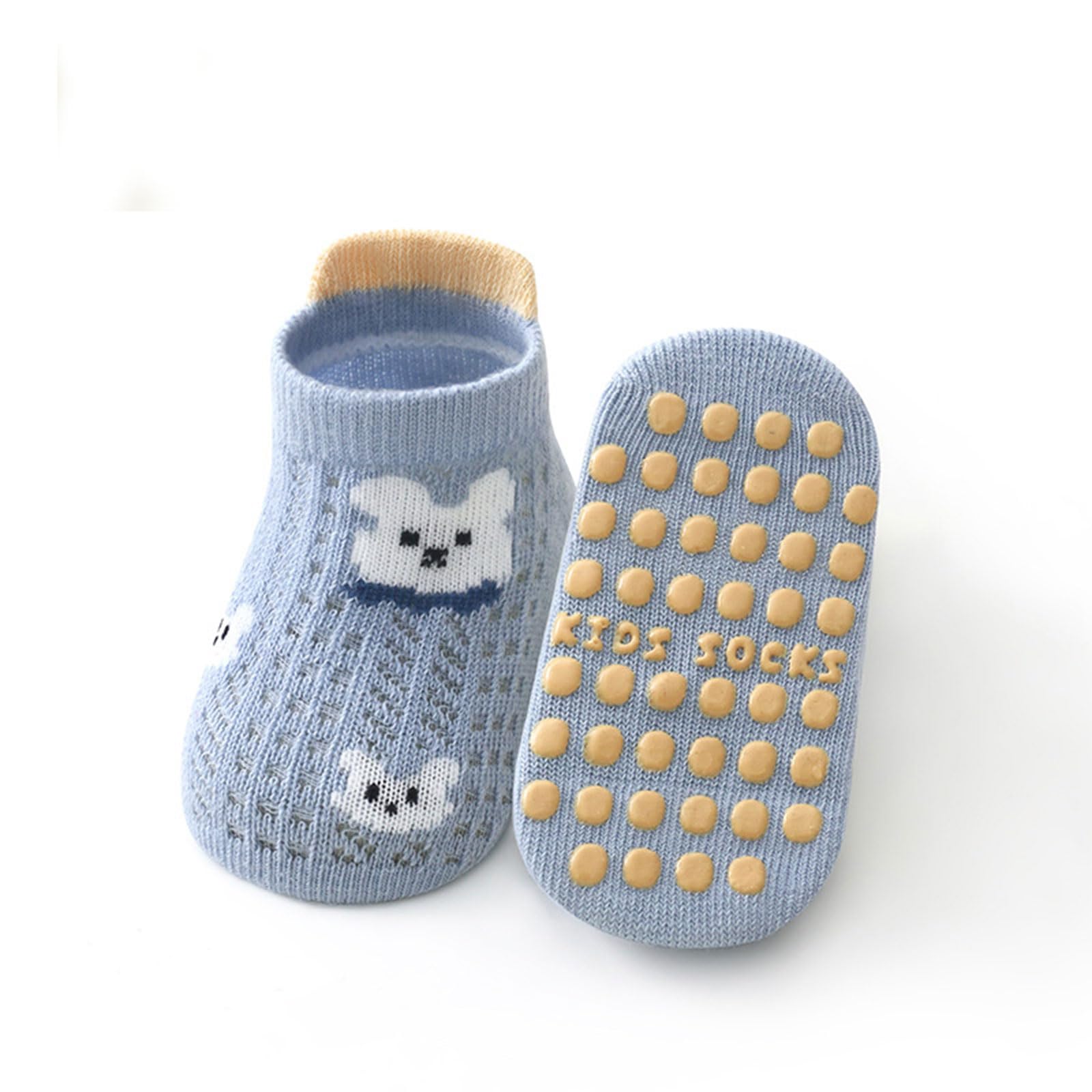 5 pares de calcetines de piso para niños pequeños, diseño de malla, cómodos calcetines para primeros caminantes con puntos de tracción, malla para niños pequeños