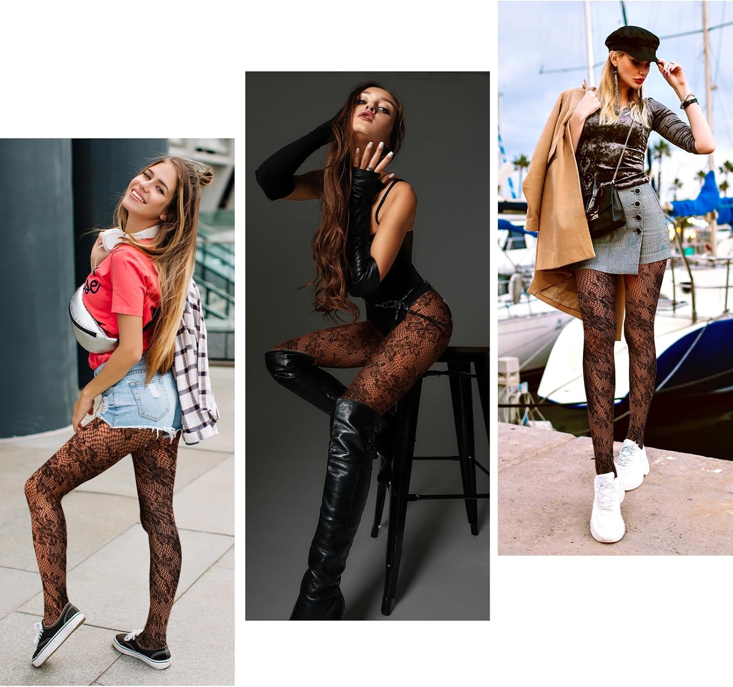 Grevosea Floral Tights for Women, Pattern Tights Black Fishnet Stockings High Waist Sheer Stockings Pantyhose - Image 5