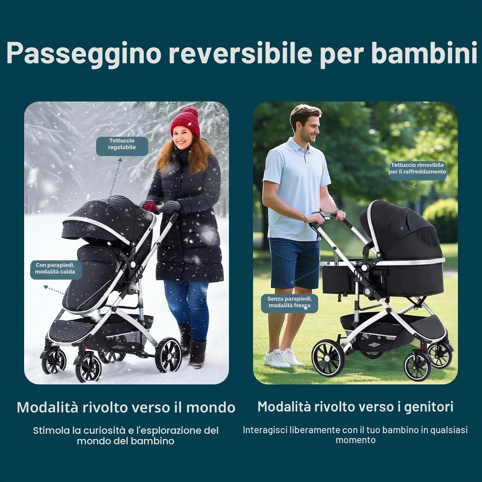 Passeggino 3 in 1, sistema da viaggio City Carrozzina, pieghevole con un clic, carrozzina e seggiolino auto con zanzariera, passeggino alto per neonati da 0 a 4 anni, grigio chiaro