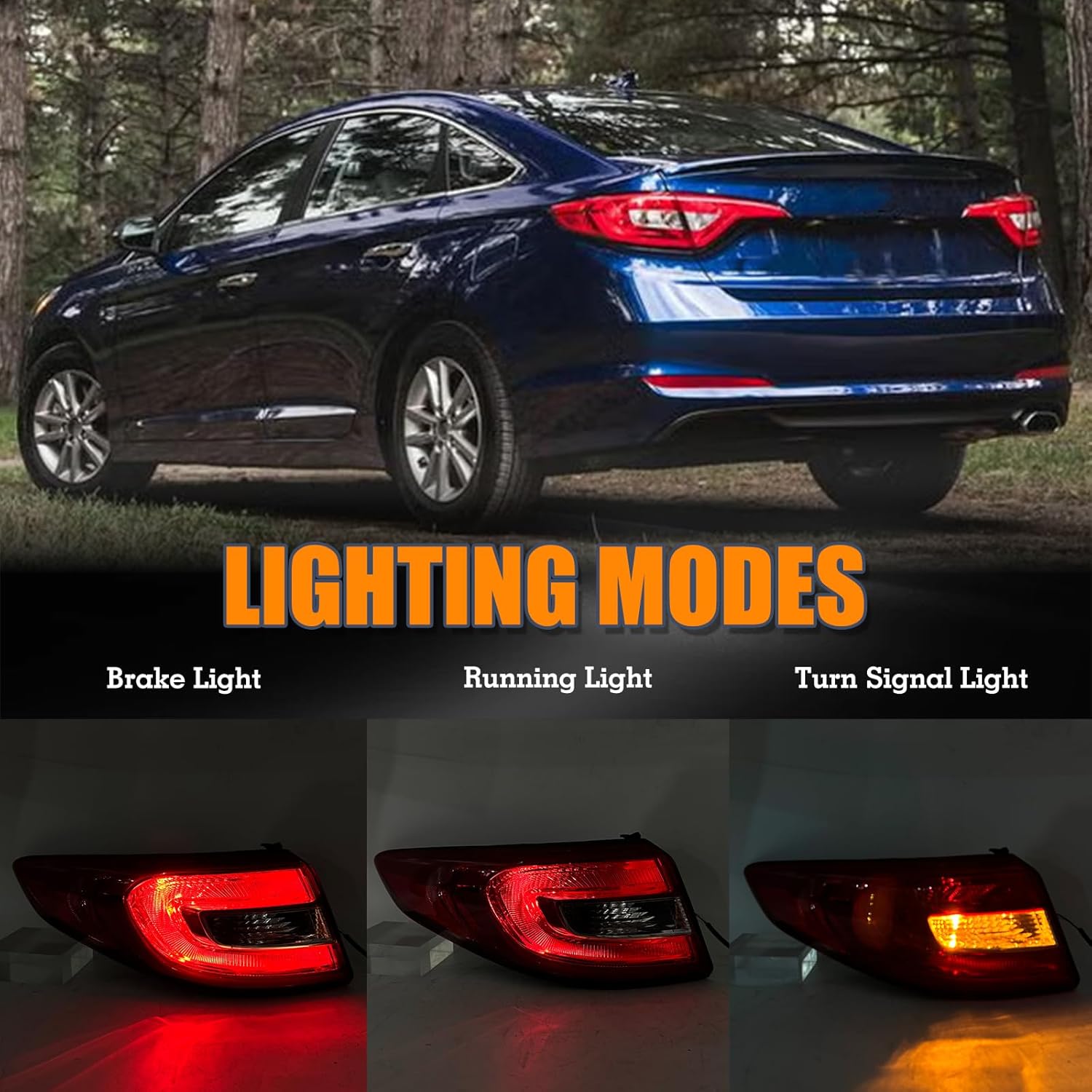 LH Halogen Tail Light Assembly Compatible With 2015-2017 Hyundai Sonata Eco Without LED Tail Lamp Left Driver Side Replacement HY2804129 92401C2000 11672200