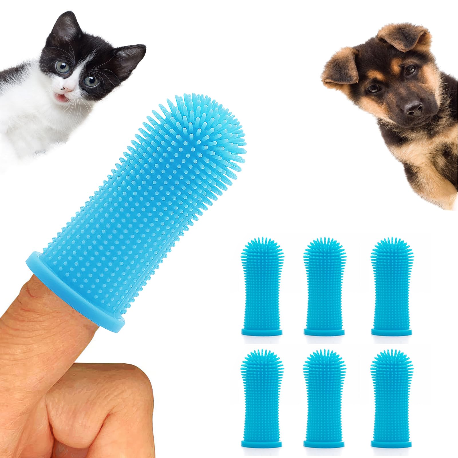 6Pcs Cepillo Dientes Perro, 360º Cepillo de Dientes para Perros, Cepillo Dientes Perro Gato Pequeño, Kit de Limpieza de Dientes de Silicona para Cachorros Mascotas Pequeñas Cuidado