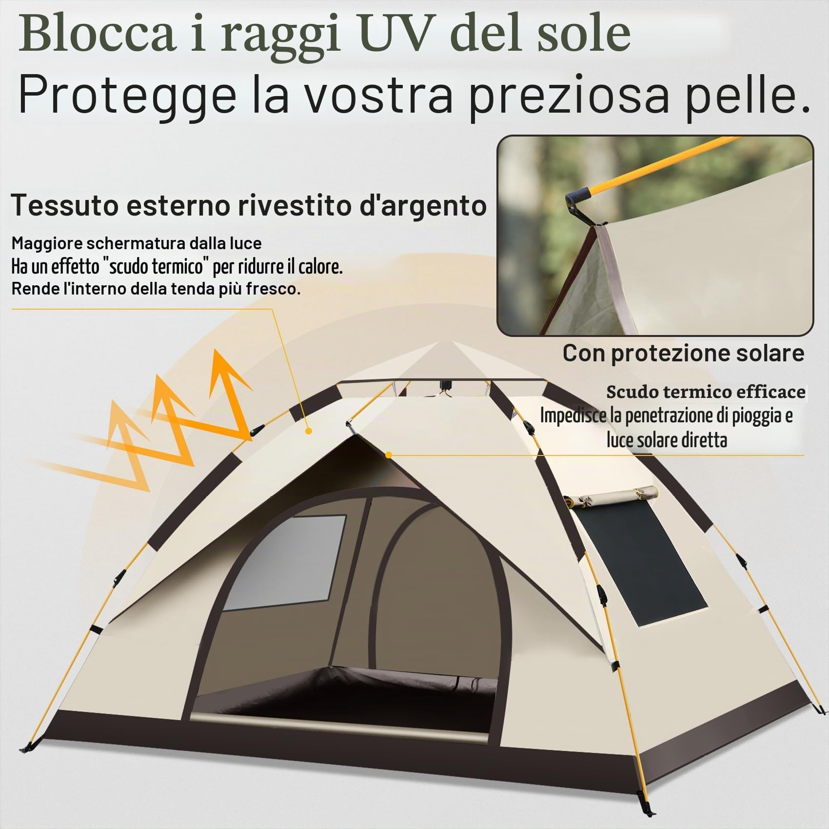 Tenda da campeggio automatica, leggera, per 2-3 persone, impermeabile, antivento, protezione UV, perfetta per spiaggia, viaggi, escursioni, campeggio, caccia, pesca, ecc