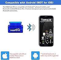 Vista 3 de Veepeak Mini Bluetooth OBD2 Scanner for Android – Not Compatible with iOS – Wireless Check Engine Light Code Reader & Diagnostic Tool