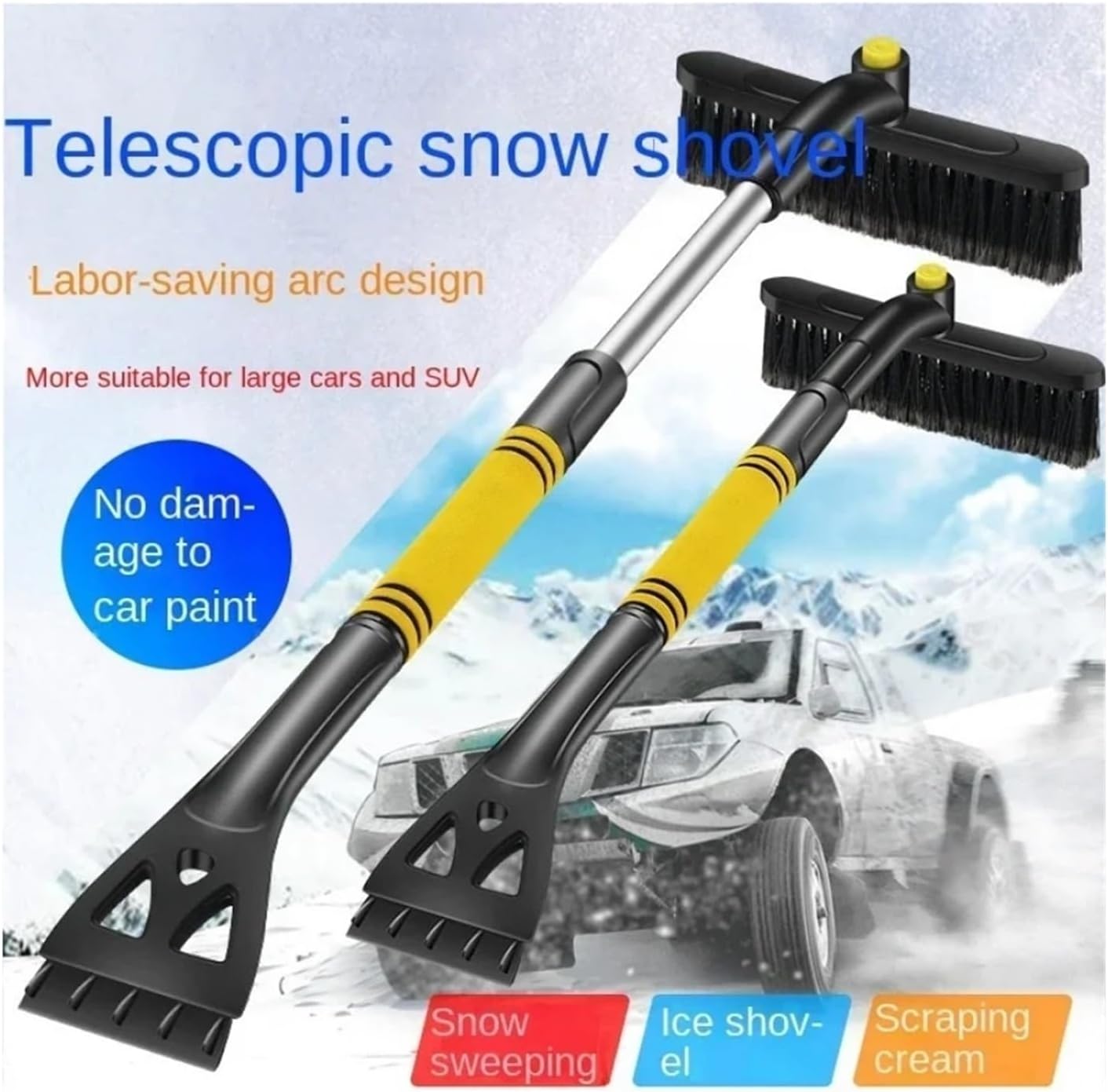 Car Snow Shovel & Scraper Set - Ultimate Snow Brush for Ice Scraping, Defrosting & Snow Removal