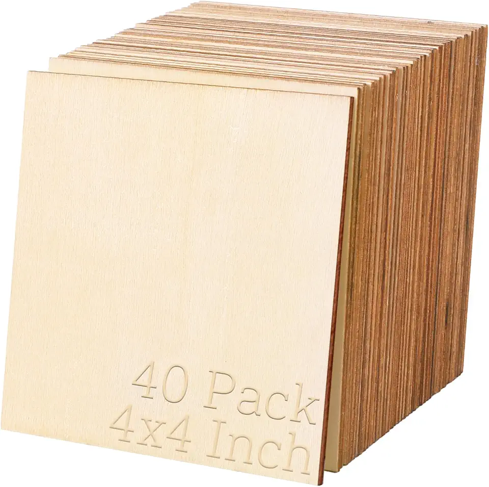40-Pack 4x4 Basswood Squares — Thin Craft Sheets