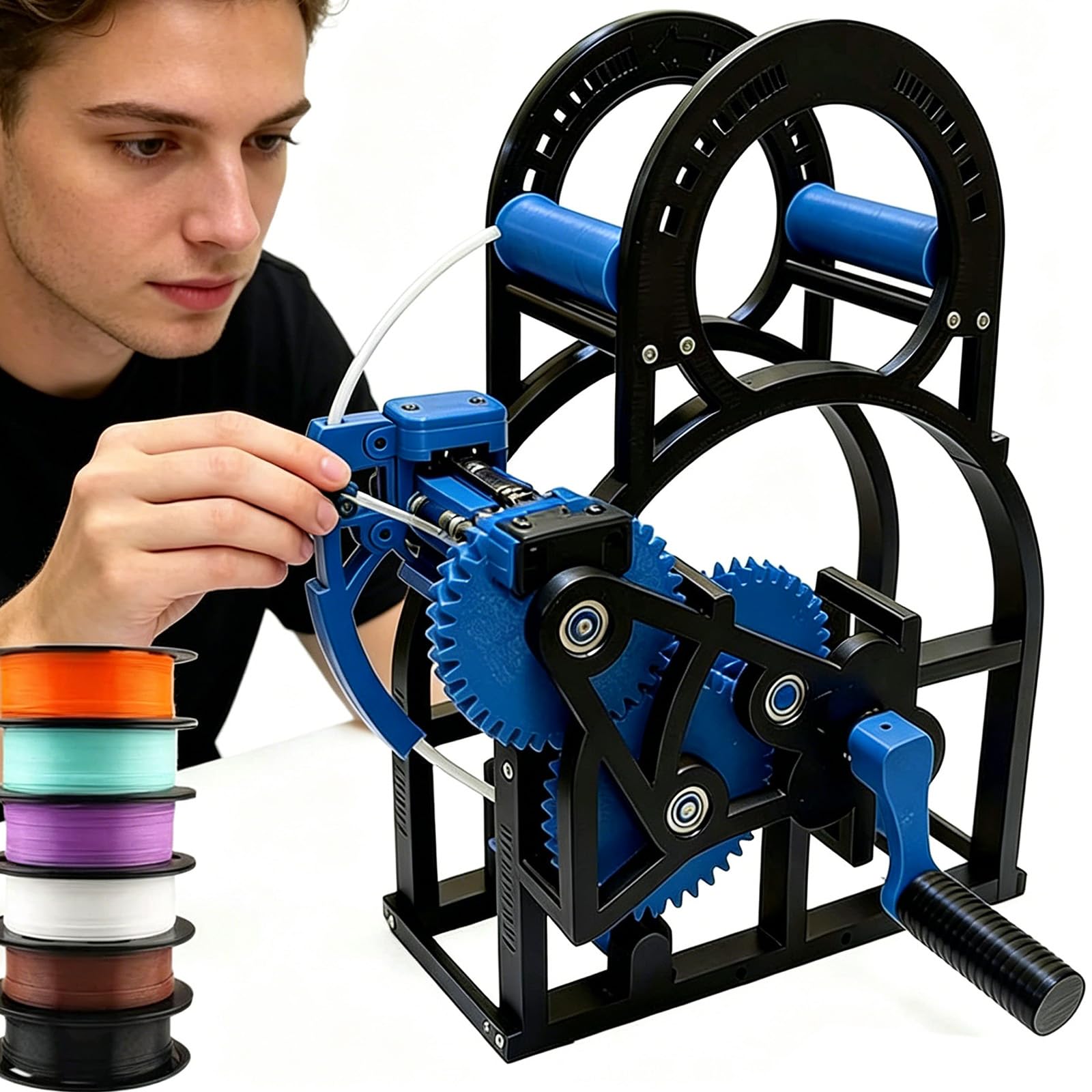 Zwijacz filamentu 3D, ręczny i zmotoryzowany zwijacz szpuli do szpul 1 kg, inteligentna kontrola napięcia, schludne owijanie do PLA, PETG, ABS, TPU, nylonu