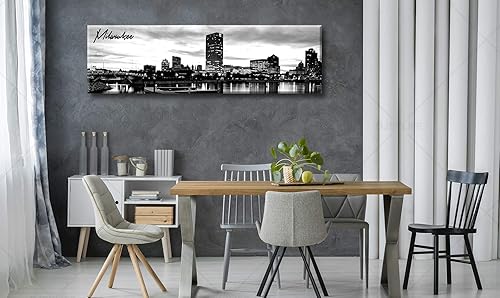 Miniatura 3 de DJSYLIFE - Lienzo decorativo para pared con diseño de paisaje urbano, color negro y blanco