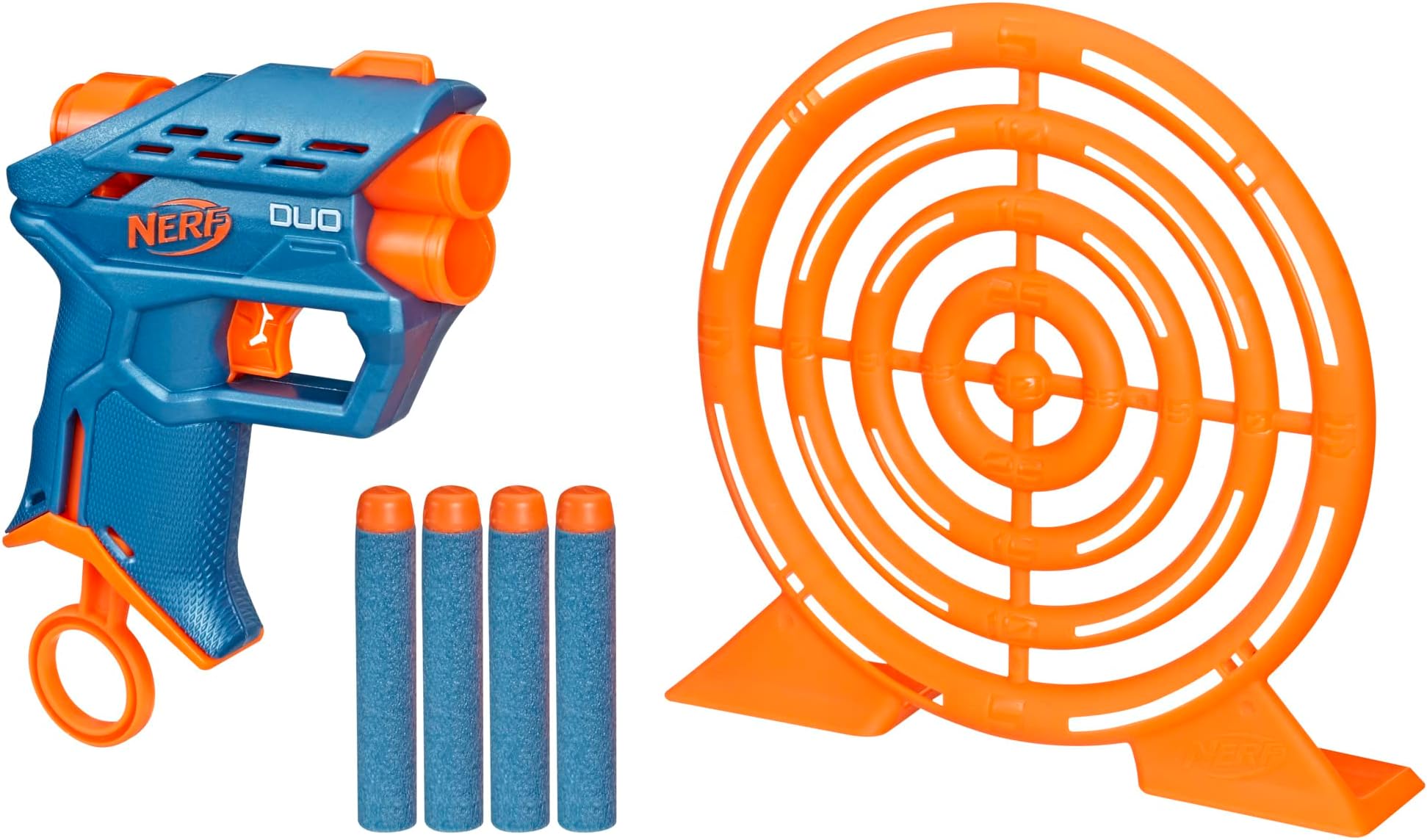 Nerf Elite 2.0 Duo Targeting Set, Includes Dart Blaster & Target & 4 Official Elite Nerf Darts, Toy Foam Blaster For Kids Outdoor Games