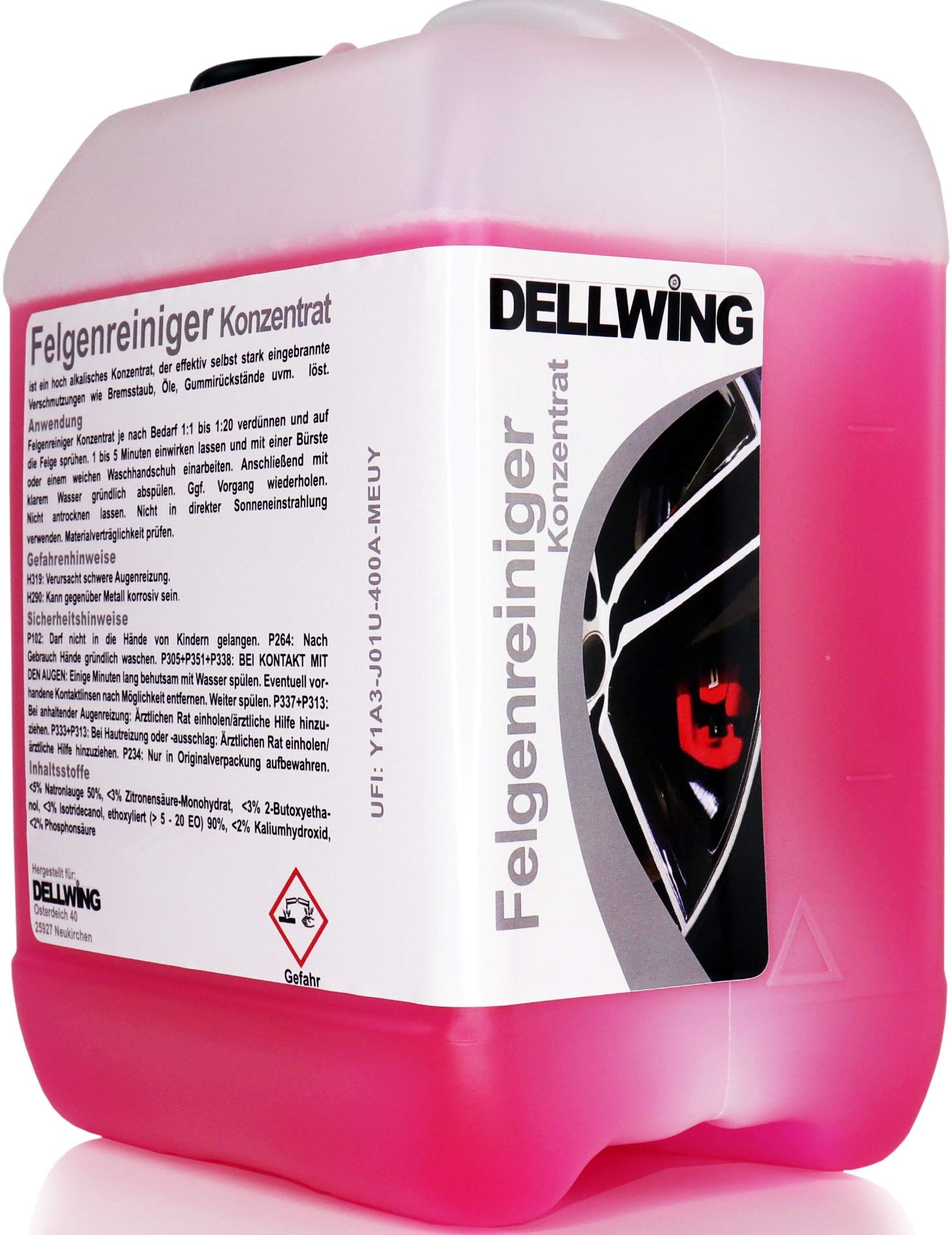 DELLWING Limpiador de llantas concentrado 25 L – Limpiador de llantas premium incluso para suciedad quemada – Alcalino