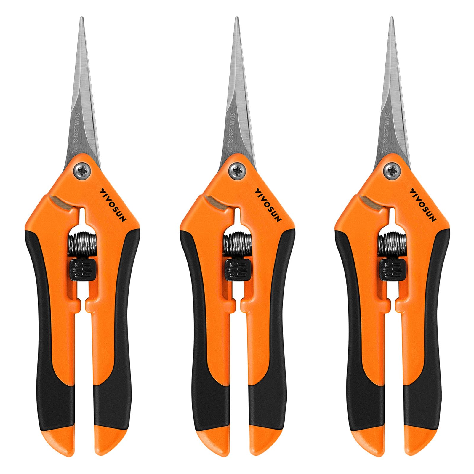 VIVOSUN Tijeras de Jardín 17cm Tijeras de Plantas con Mangos Ergonomicos Tijeras de Poda con Cuchillas Rectas y Revestimiento Antiadherente Titanio Tijeras para Rosas Naranja, 1 Paquete — view 10