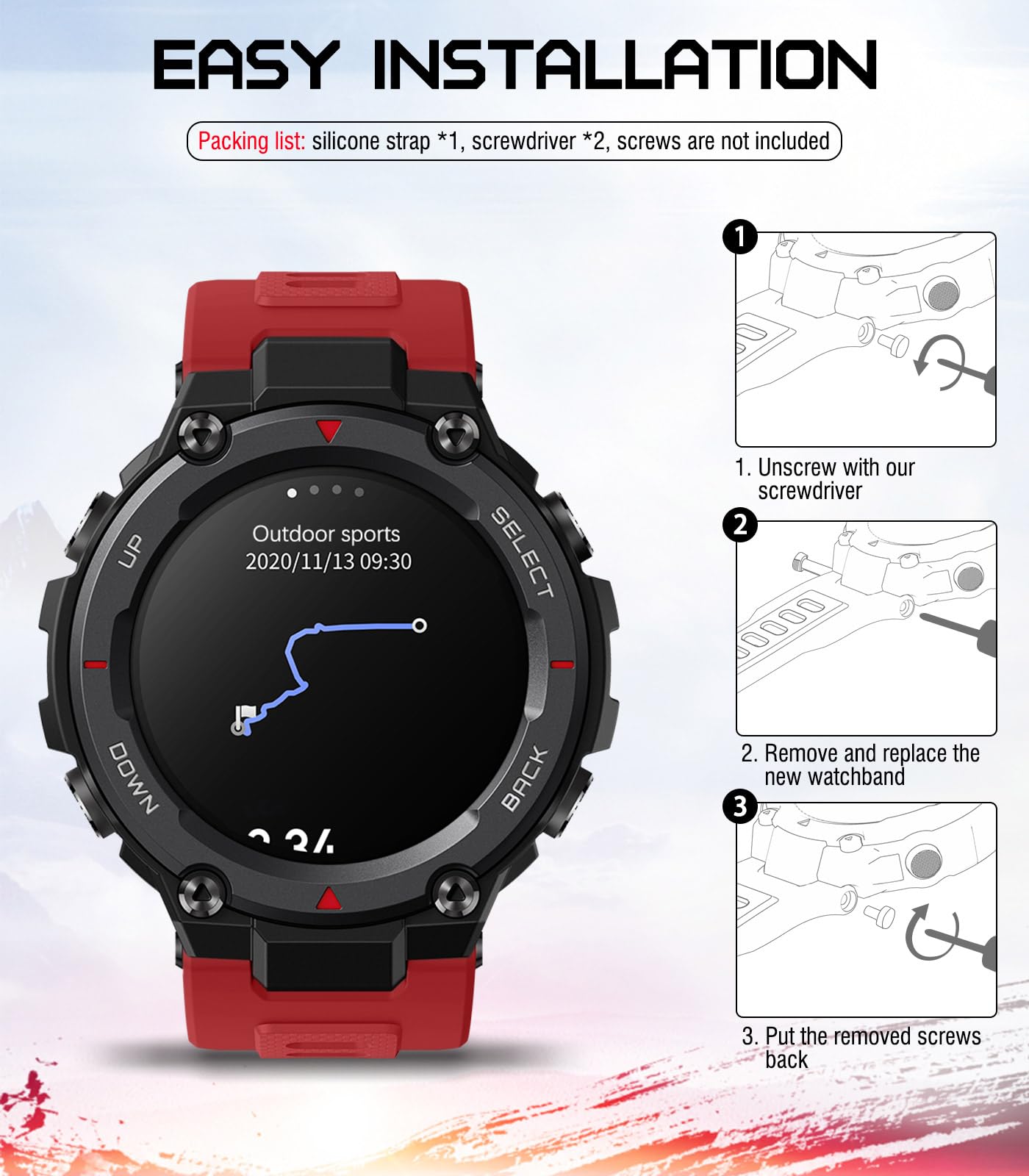 Amazon.com: MoKo Watch Band Compatible with Amazfit T-Rex/T-Rex