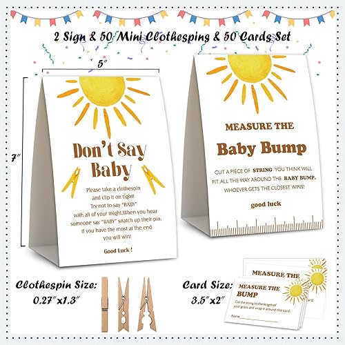 Miniatura 2 de 2 Here Comes The Sun Baby Shower Games, Don't Say Baby Clothespin Games, mide la protuberancia, decoraciones de baby shower, juego de baby shower,