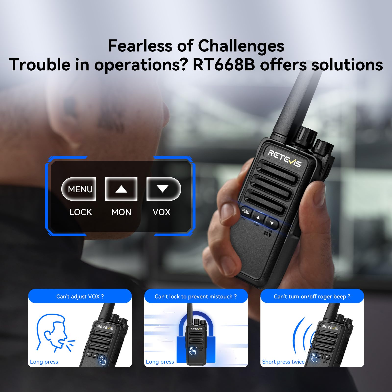 Retevis RT668B Walkie Talkie with Earton, Dwukierunkowe Radio PMR446, USB-C, 16 Kanałów, Dwukierunkowy Zestaw Radiowy dla Bezpieczeństwa, Restauracje, Magazyny (10 szt.)
